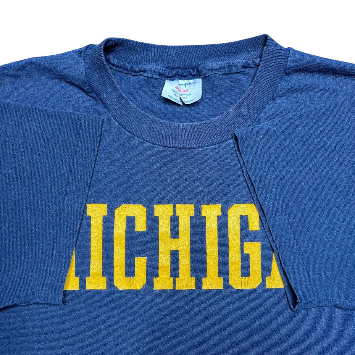 Champion Vintage 90s NCAA Michigan Wolverines Champion Spell Out Tee Size US M / EU 48-50 / 2 - 2 Thumbnail