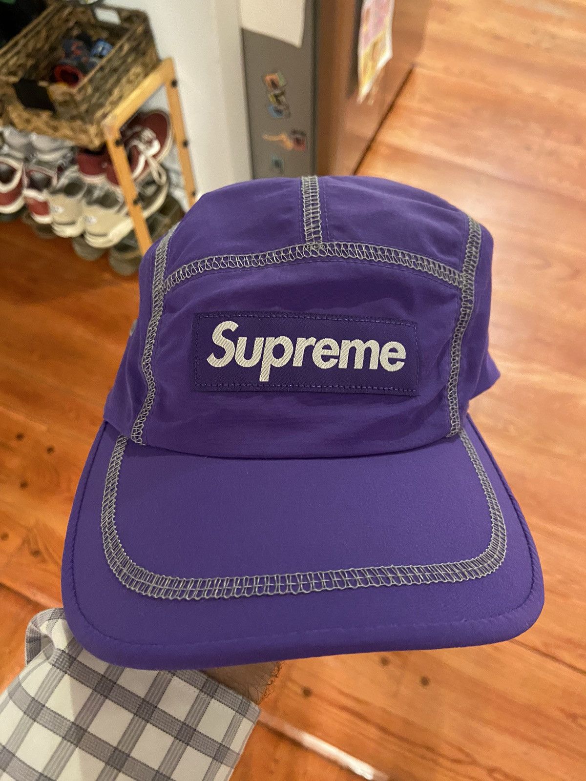 Supreme Reflective Stitch Camp Cap Purple