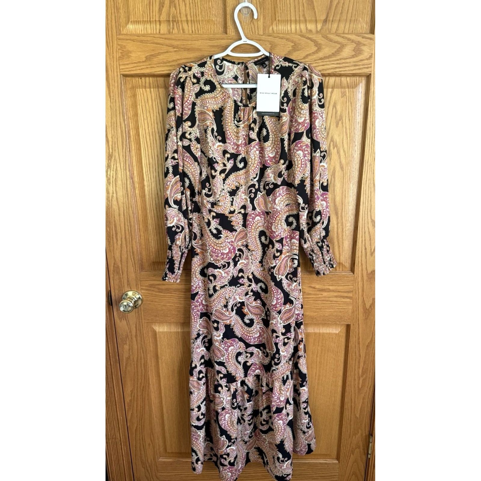 Pinko WHO WHAT WEAR Dress Womens S NWT Paisley Pink and Black Maxi Coquette Size S / US 4 / IT 40 - 2 Thumbnail