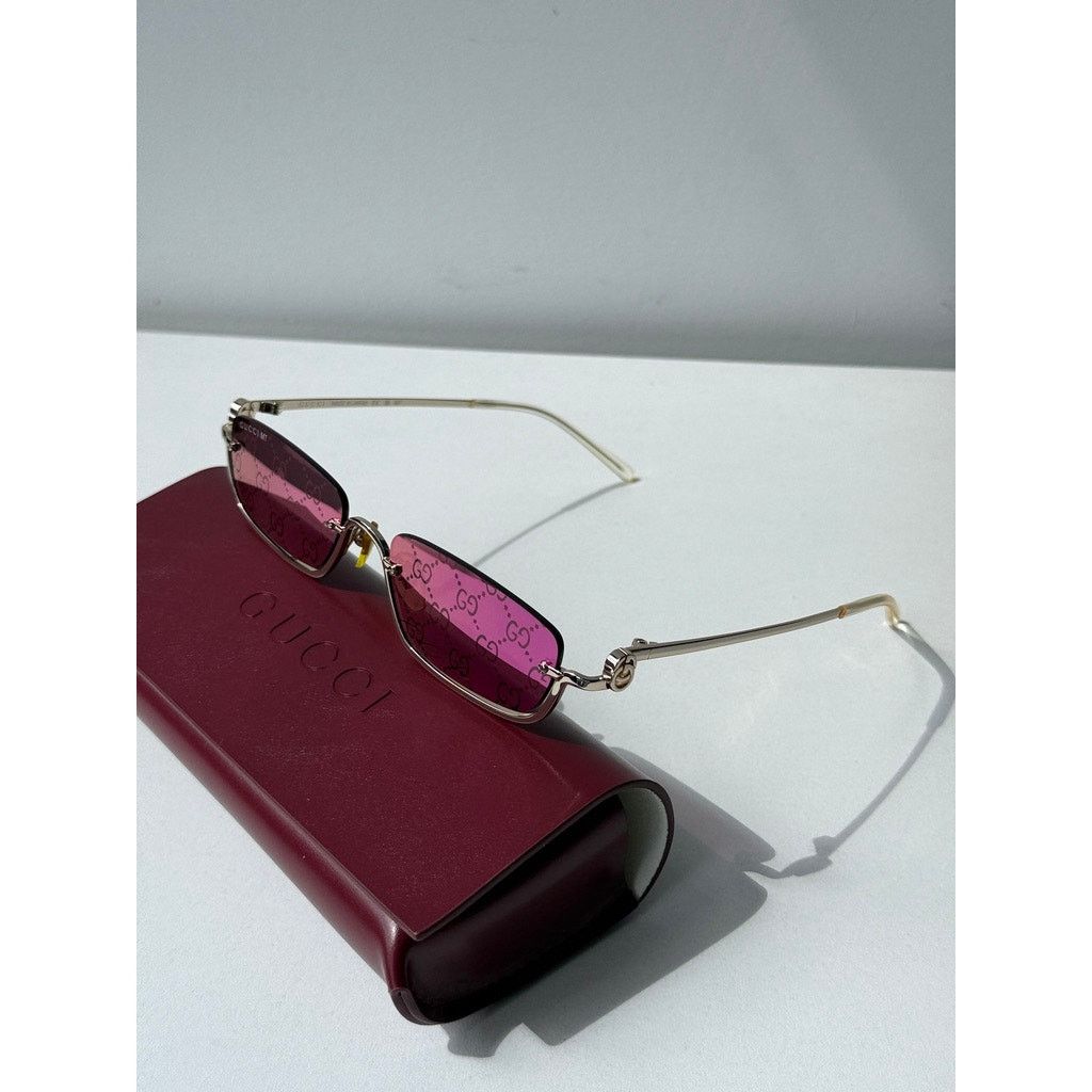 Gucci NEW Gucci GG1278S Half Rim Gold Mirror Lens Sunglasses $710 Size ONE SIZE - 3 Thumbnail