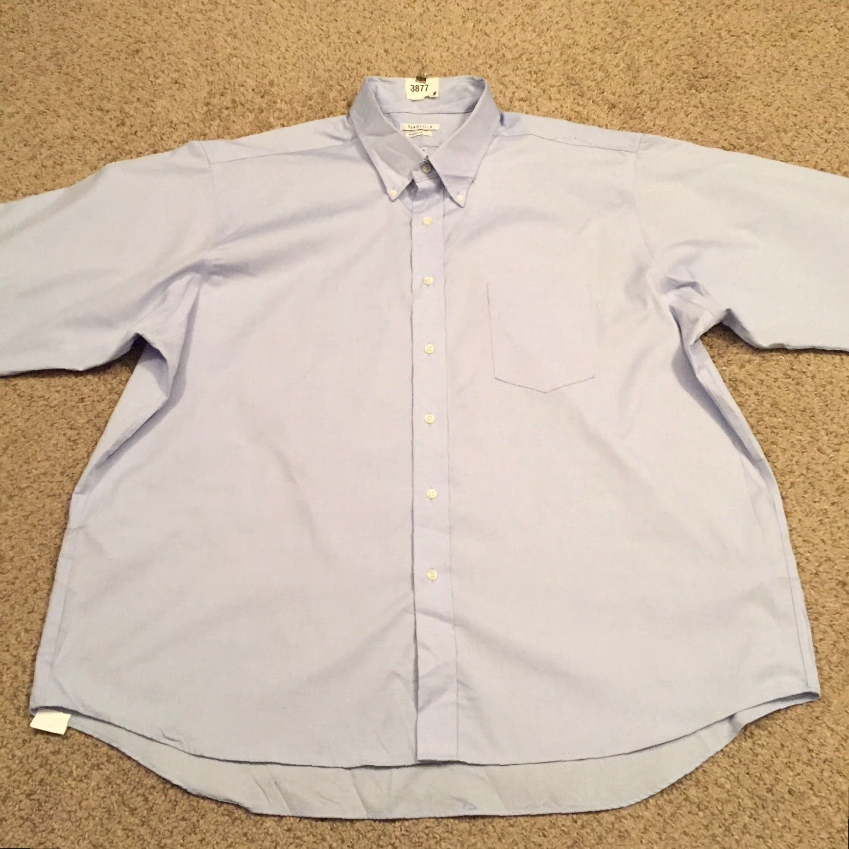 Van Heusen Van Heusen Shirt Mens 19 Blue Long Sleeve Button-Up Collar-Down Button Front Regular Cotton Blend Size US XXL / EU 58 / 5 - 4 Thumbnail
