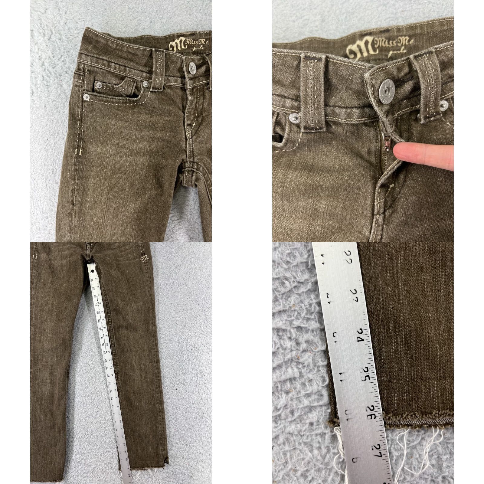Miss Me Miss Me Jeans Distressed Brown Denim Jean 14 Girls Straight Leg Embroidered 5-Pocket Design Size 36" / US 14 / IT 50 - 8 Thumbnail