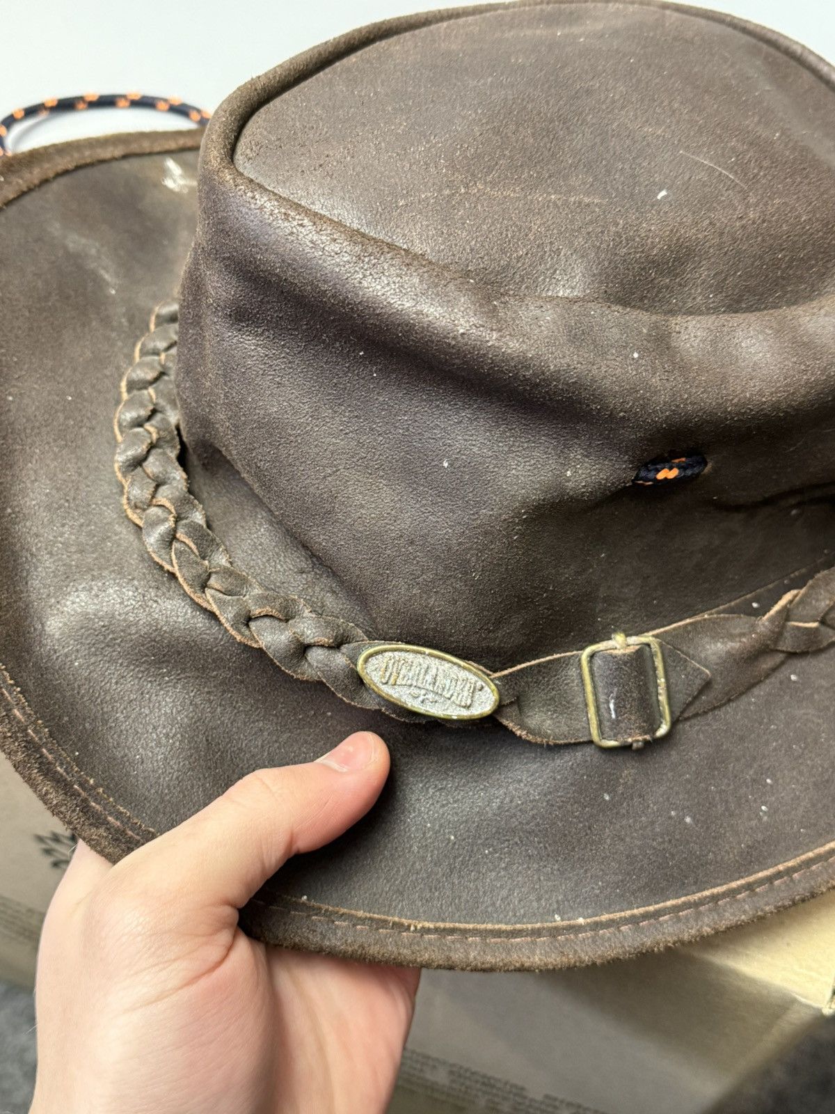 Leather American Cowboy Hat Australian Western Aussie Brown Leather Size ONE SIZE - 7 Thumbnail