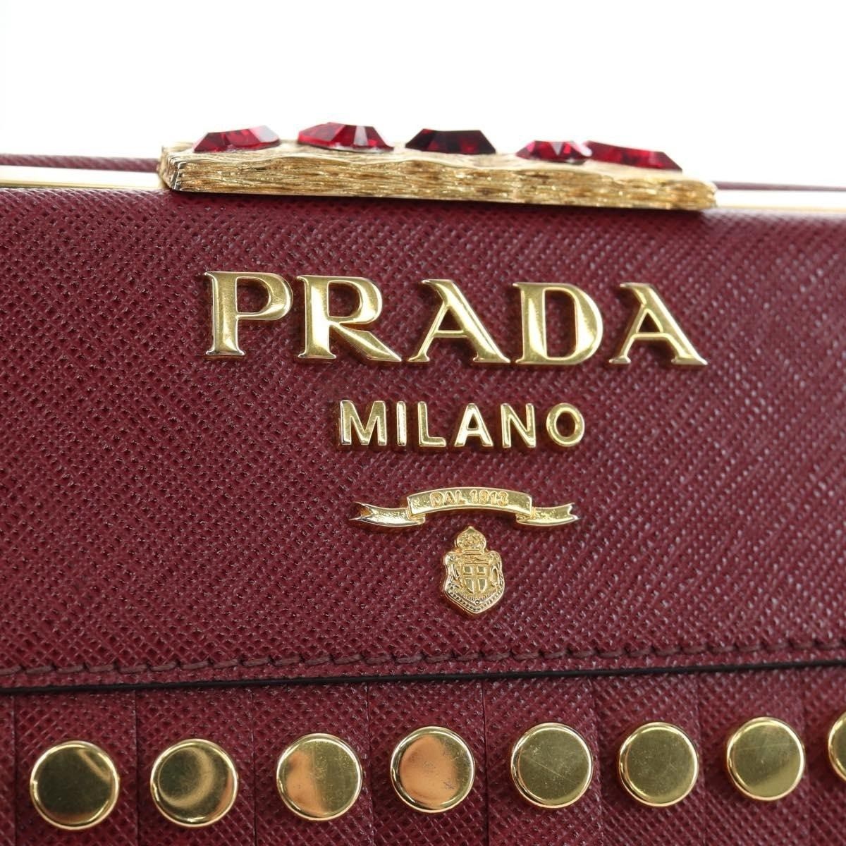 Prada Prada Saffiano Galleria Shoulder Bag Burgundy Size ONE SIZE - 9 Thumbnail