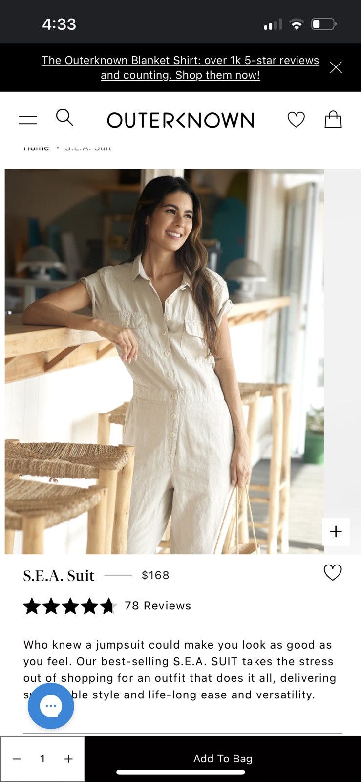 Outerknown Outerknown SEA Womens Jumpsuit Size 29" - 15 Thumbnail