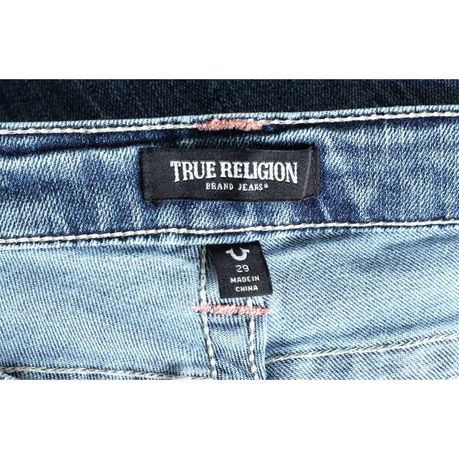 True Religion TRUE RELIGION Jeans Women Flared Bootcut Low Rise W29 Inseam 32" Blue Knit Denim Pocket 5-Pocket Design Stretch Adult Womens Size 29" - 7 Thumbnail