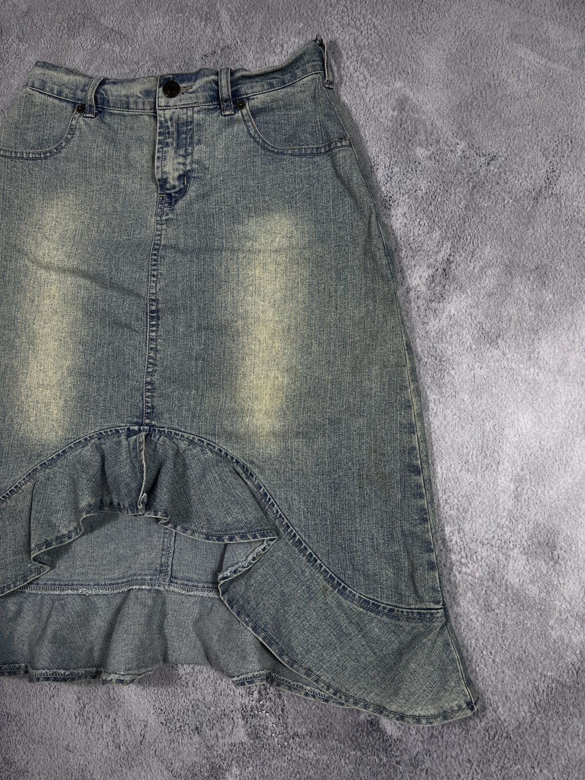 Vintage Vintage 90s Faded denim flared mini skirt streetwear 00s Size 25" / US 0 / IT 36 - 3 Thumbnail