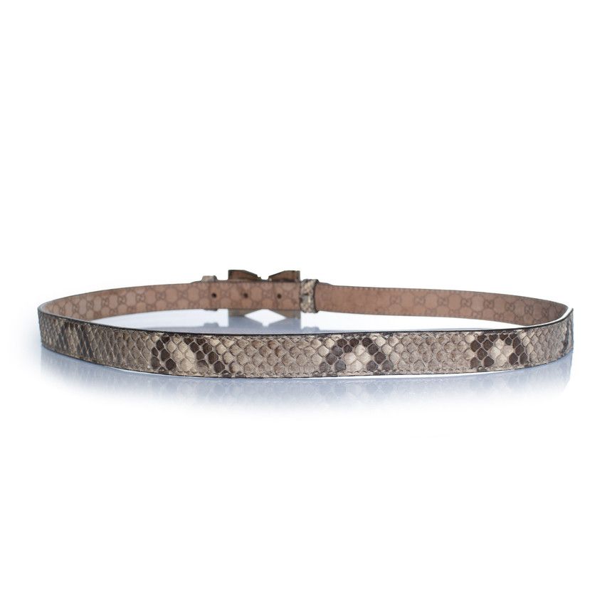 Gucci Gucci, python leather belt with gold metal bow Size ONE SIZE - 2 Thumbnail