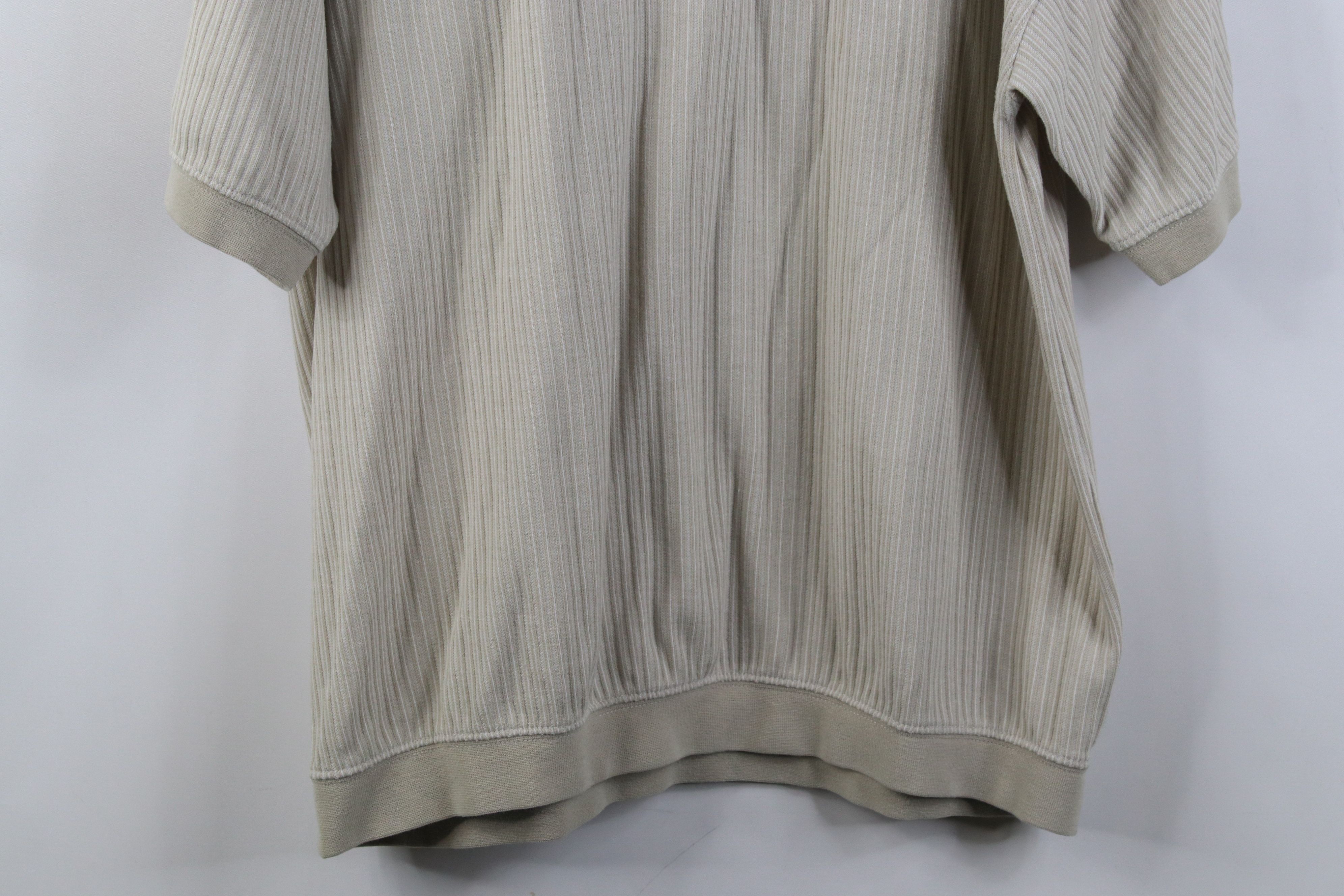 Vintage Vintage 90s Streetwear Ribbed Knit Pullover Polo Shirt Beige Size US L / EU 52-54 / 3 - 12 Thumbnail