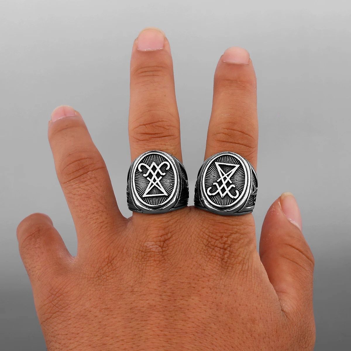 Vintage Vintage Lucifer Signet Ring Size 44 - 2 Thumbnail
