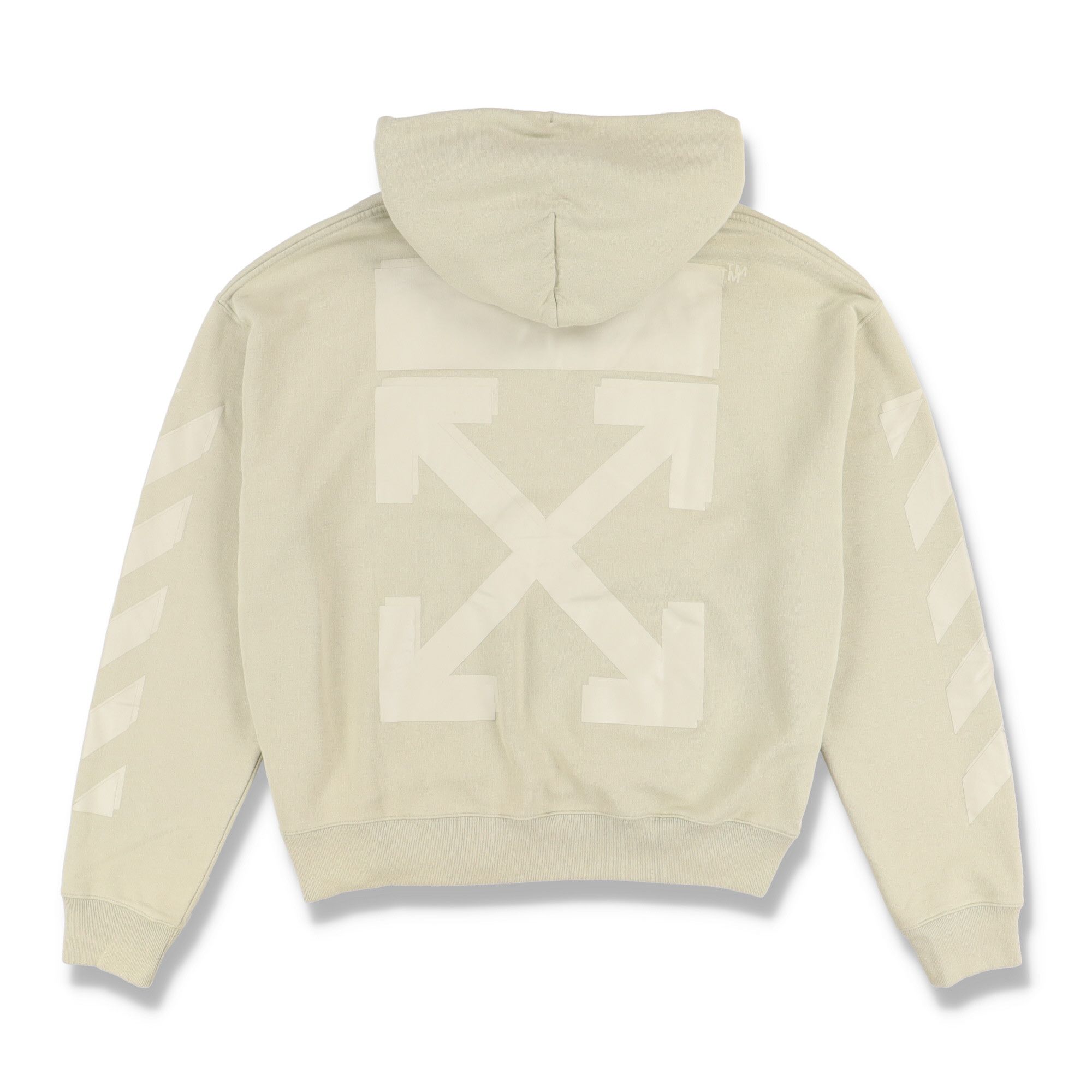 Beige Rubber Arrows Logo Oversized Hoodie