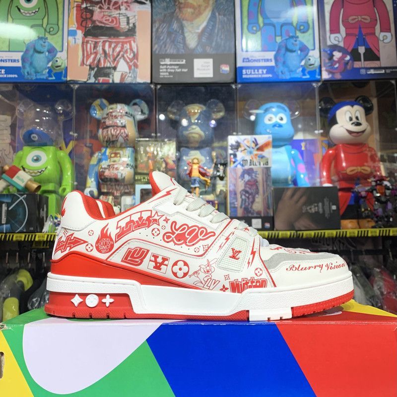 Louis Vuitton Louis Vuitton Trainer Low Top Sneakers with Red Graphics -2 Size US 8 / EU 41 - 5 Thumbnail