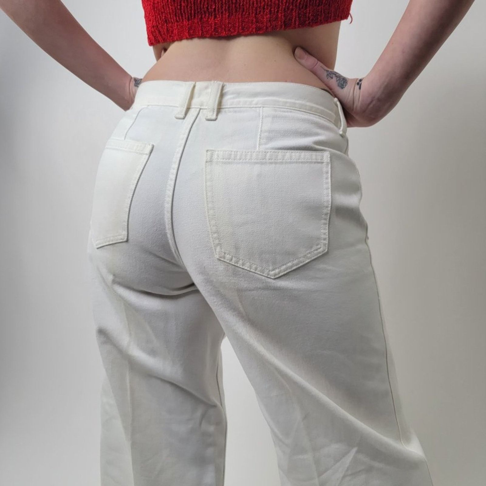 Ralph Lauren Ralph Lauren White Super Wide Leg Jeans - 6 Size 29" - 6 Thumbnail
