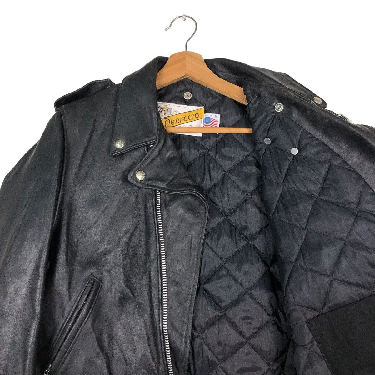 Schott ☄️VINTAGE DOUBLE COLLAR BIKER LEATHER JACKET SCHOTT PERFECTO Size US M / EU 48-50 / 2 - 14 Thumbnail