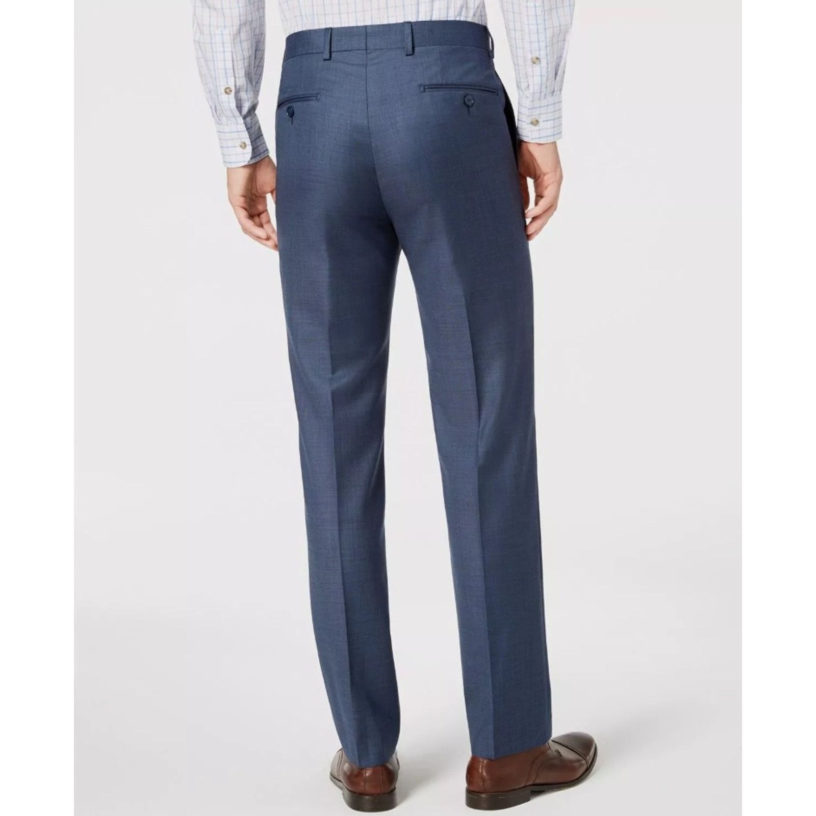 Calvin Klein Calvin Klein Men's Solid Blue Wool Dress Pants Size 32W 30L Size US 32 / EU 48 - 2 Thumbnail