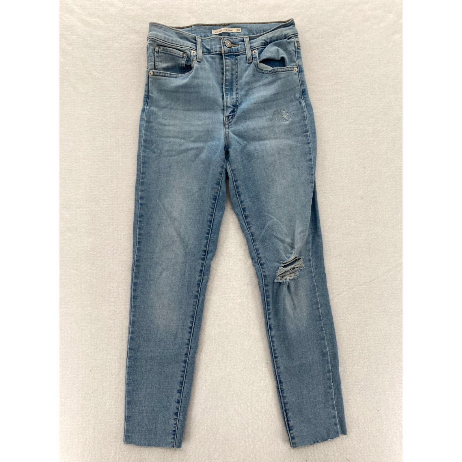 Levi's Levi's Mile High Super Skinny Jeans Women's 28 Light Wash Denim Cropped Slim 5-Pocket Design Blue (Inseam 26) Size 28" / US 6 / IT 42 - 2 Thumbnail