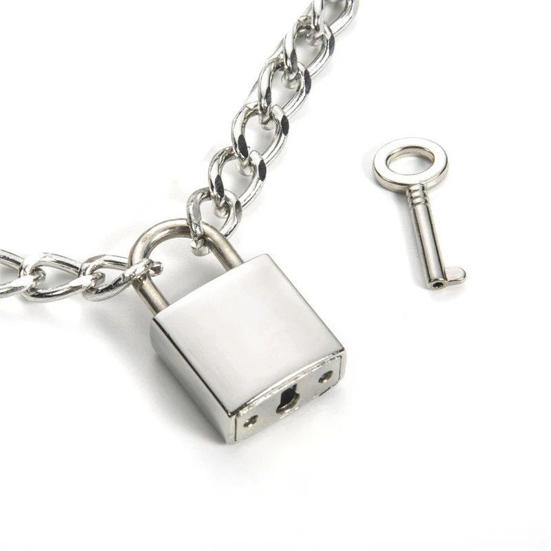 Jewelry Padlock Chain Necklace Punk Rock 90s Link Chain Size ONE SIZE - 4 Thumbnail