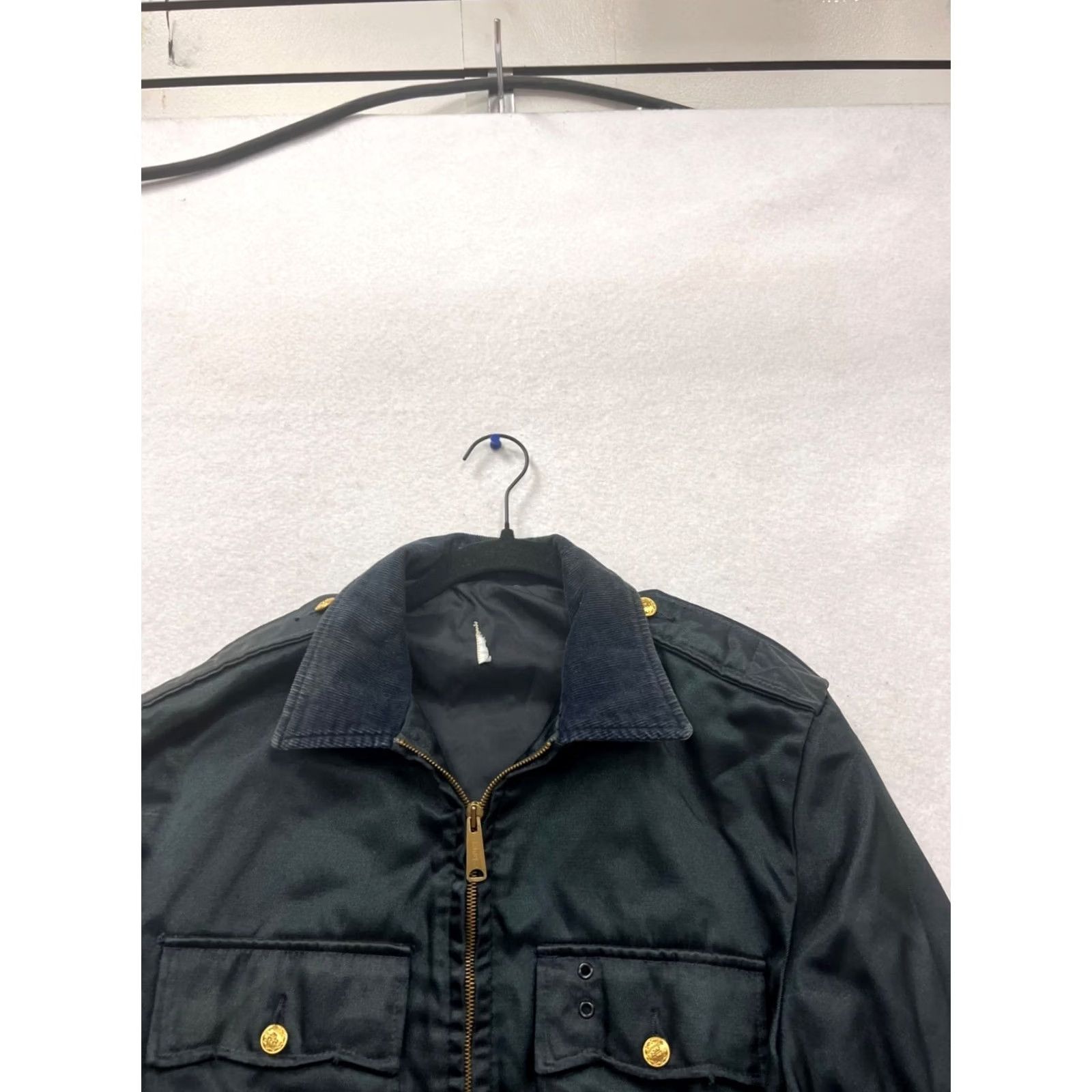 Vintage Black Zipper Jacket Corduroy Collar Gold Button Details #830A Jacket Mens Small/Medium Black Corduroy Gold Button Zipper Bomber All Season Vintage: No Size US S / EU 44-46 / 1 - 3 Thumbnail