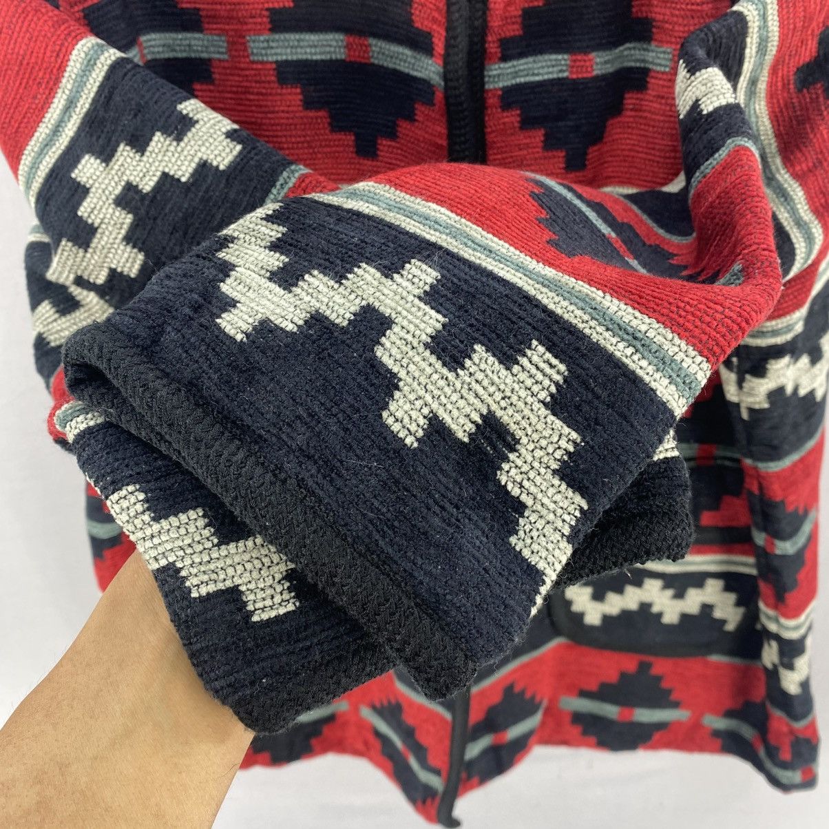 Aran Isles Knitwear Visuto Su Tribal Navajo Pattern Woven Jacket Size US L / EU 52-54 / 3 - 10 Thumbnail