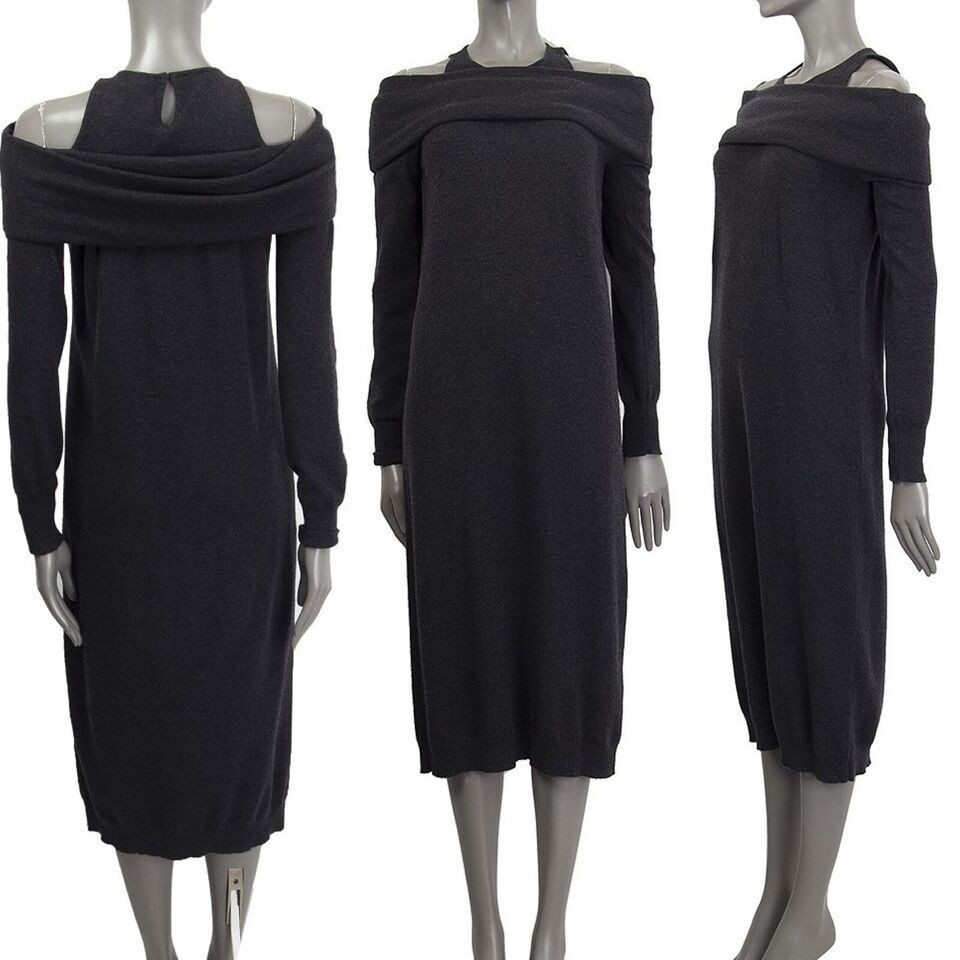 Brunello Cucinelli Brunello Cucinelli Long Cashmere Dress Grey Size S Size S / US 4 / IT 40 - 24 Thumbnail