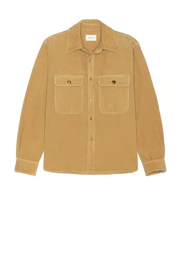 Saint Laurent Paris oc11z0126 795555 Overshirt in Corduroy in Dry Wood Size US M / EU 48-50 / 2 - 1 Thumbnail