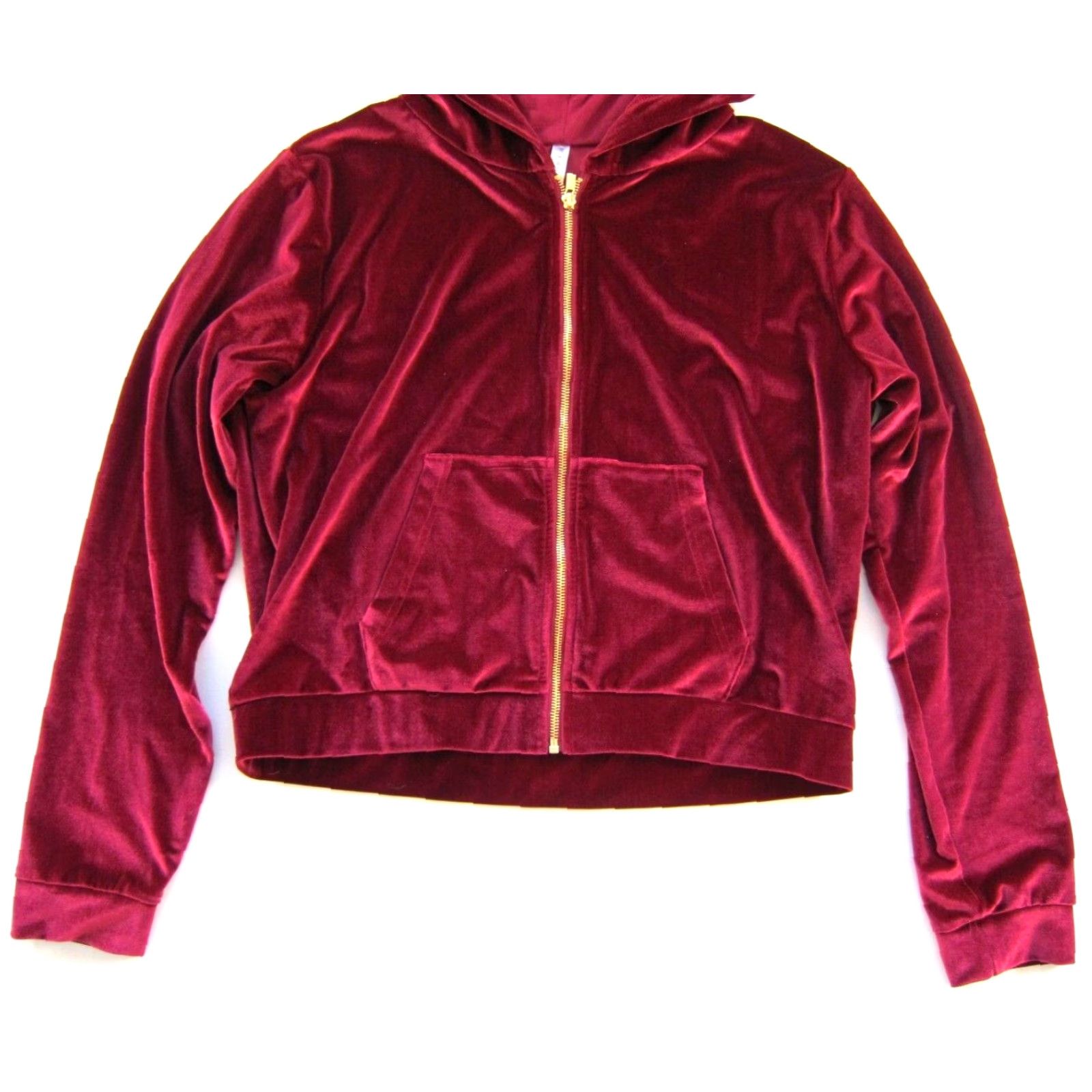 Fabletics Fabletics Pink Stretch Velvet Pocket Gold Zip Hooded Sweatshirt Women Large Size L / US 10 / IT 46 - 5 Thumbnail