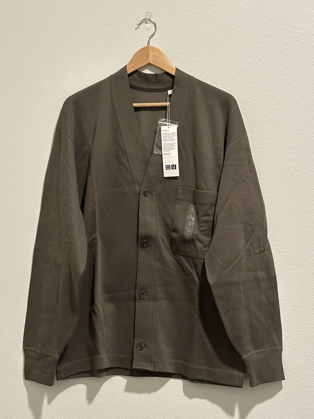 Uniqlo U French Rib Cardigan Olive Size Large