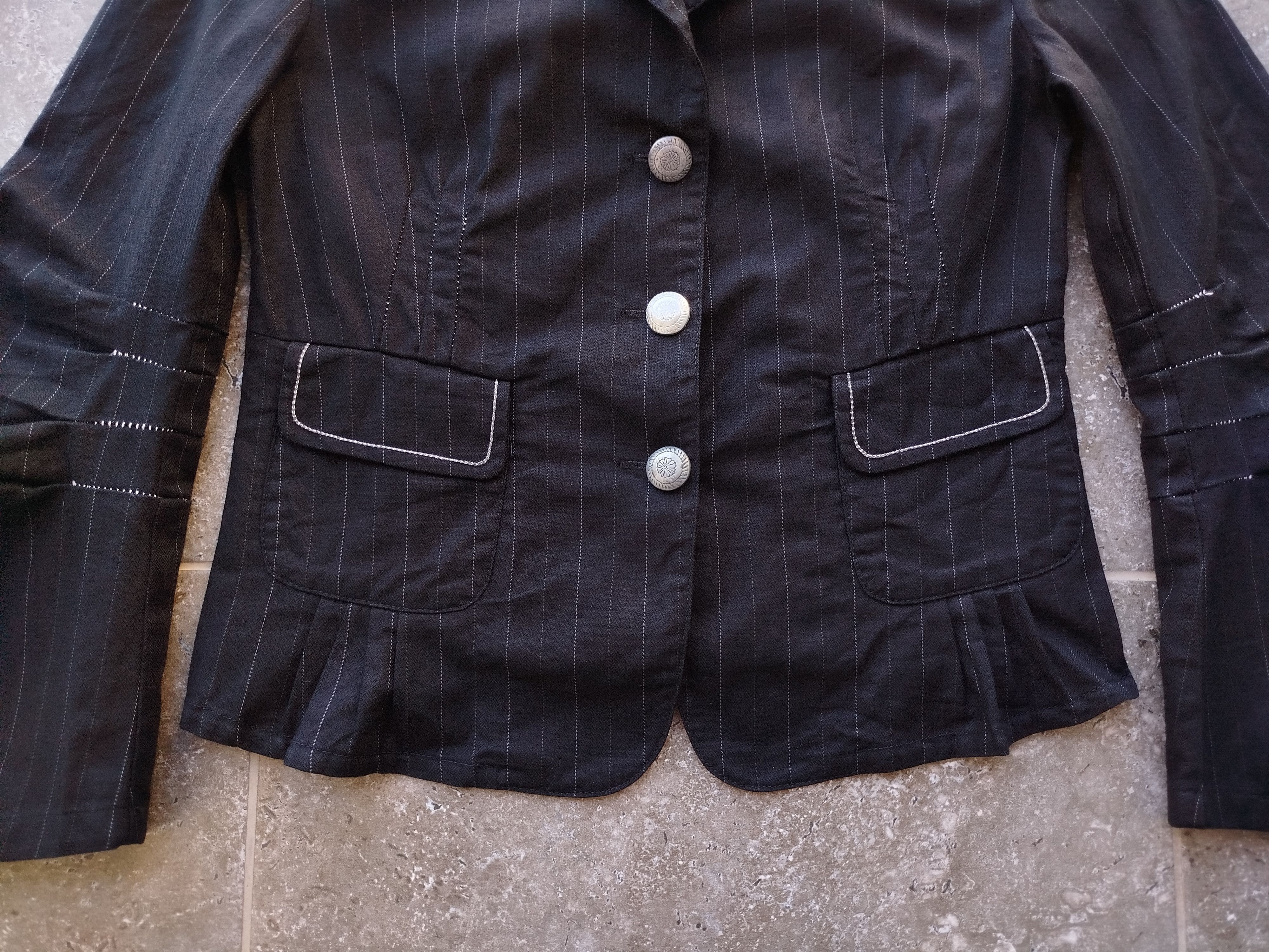 Marithe + Francois Girbaud Blazer Jacket Striped Pockets Cotton Italy Vintage 00s Size S / US 4 / IT 40 - 4 Thumbnail