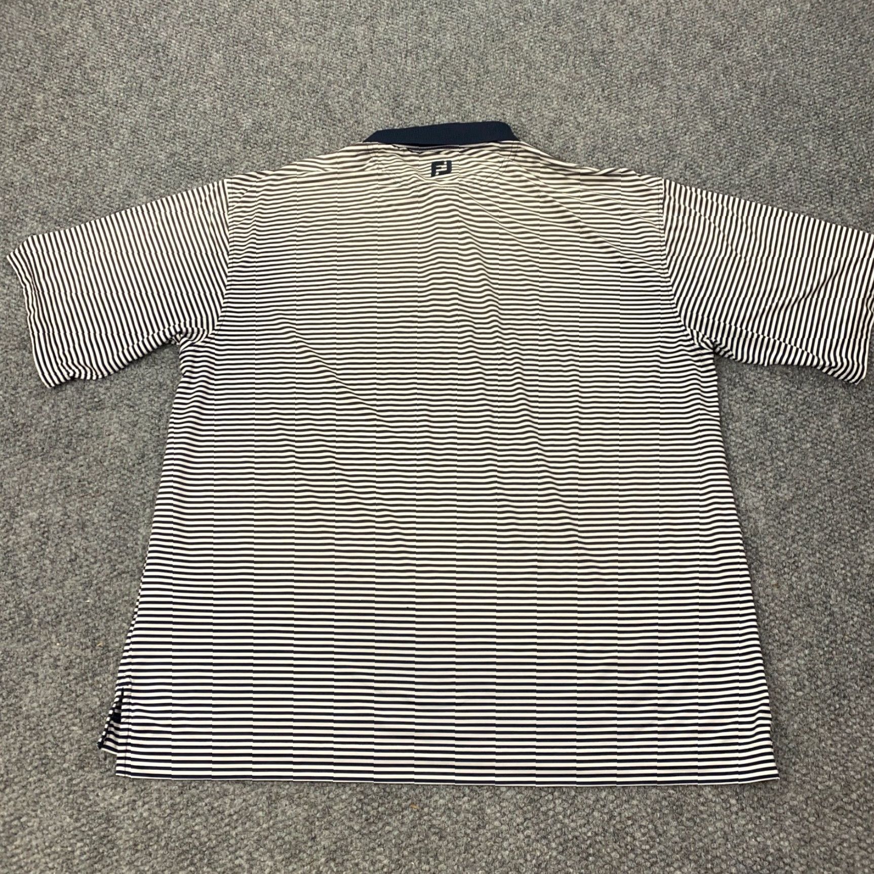 Footjoy FootJoy Polo Mens XL Blue Striped Lisle Relaxed Stretch Shirt Golf Size US XL / EU 56 / 4 - 7 Thumbnail