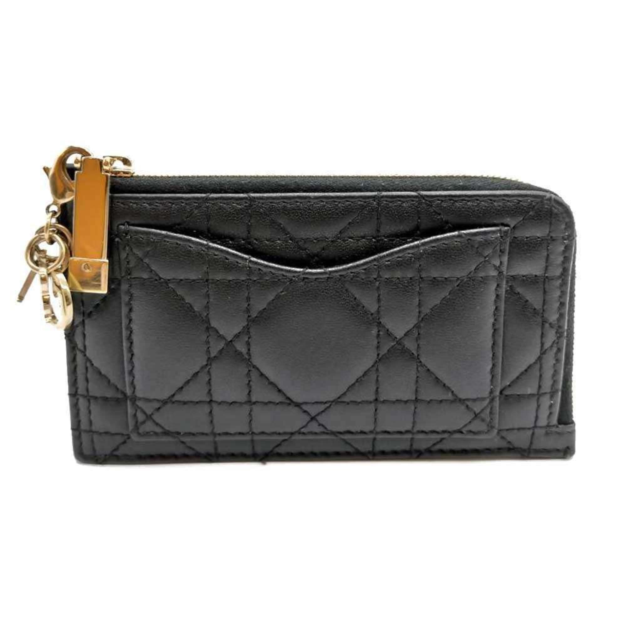 Dior Christian Dior Cannage Fragment Case Coin and Card Holder in Black Leather for Women Size ONE SIZE - 1 Thumbnail