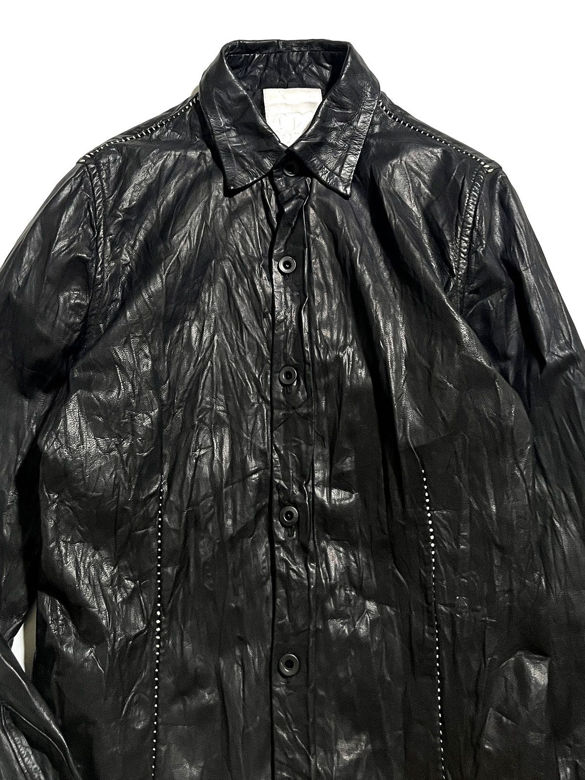 Japanese Brand ONE GRAVITY Black Goatskin Shirt Jacket White Stitching Size US S / EU 44-46 / 1 - 2 Thumbnail