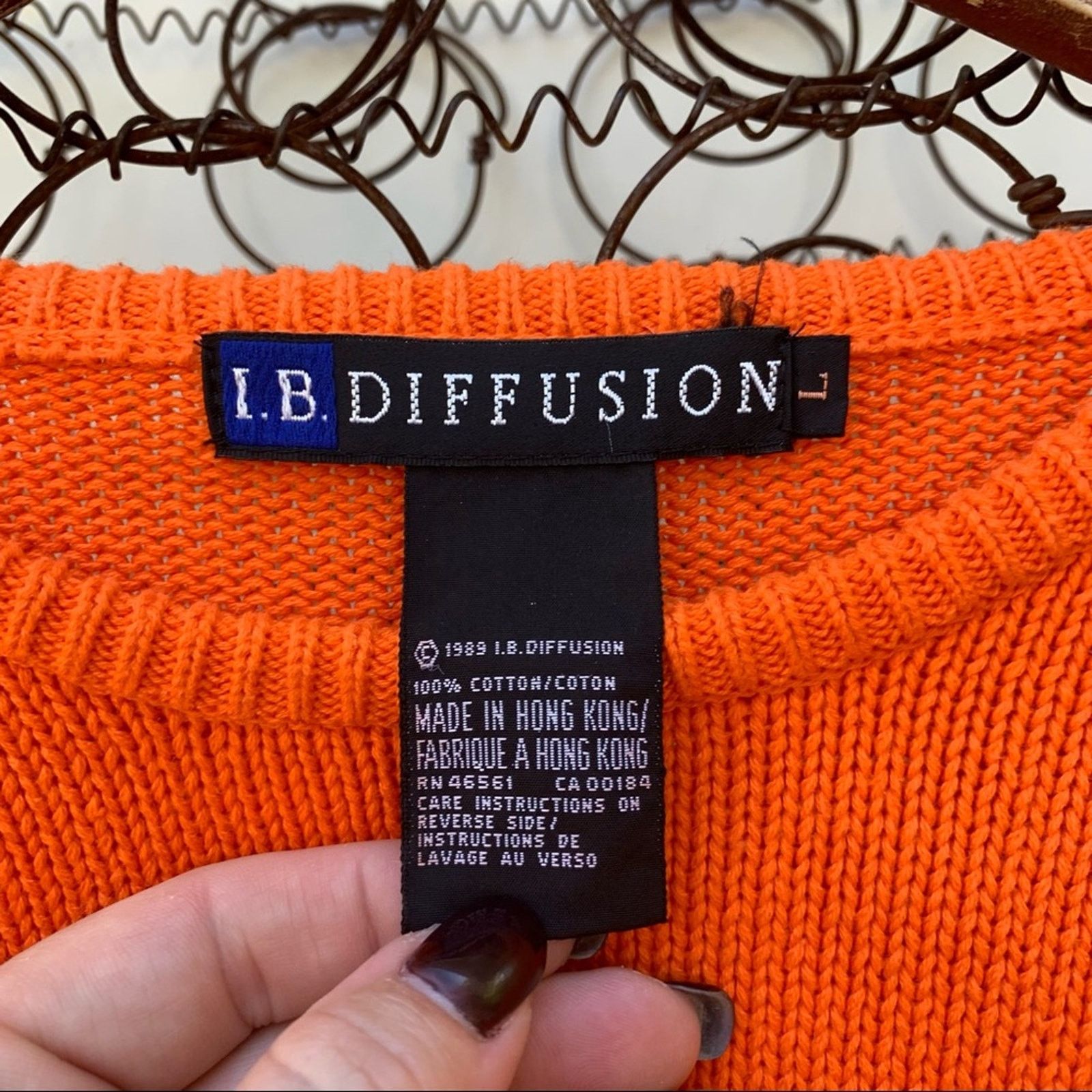 Vintage Vintage 80s IB Diffusion’s bright orange crewneck sweater Size L / US 10 / IT 46 - 3 Thumbnail