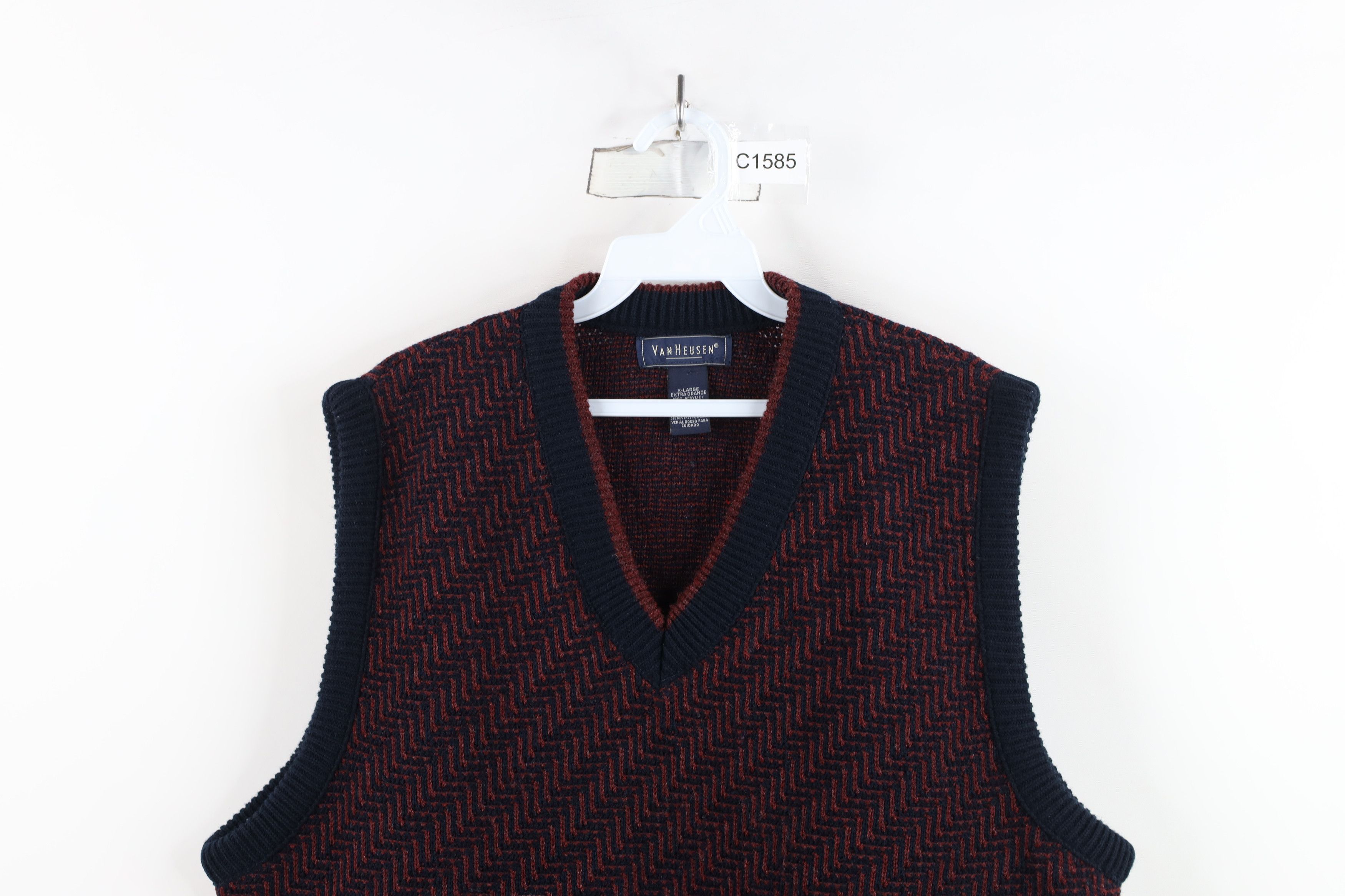 Vintage Vintage 90s Streetwear Zig Zag Wavy Knit V-Neck Sweater Vest Size US XL / EU 56 / 4 - 2 Thumbnail
