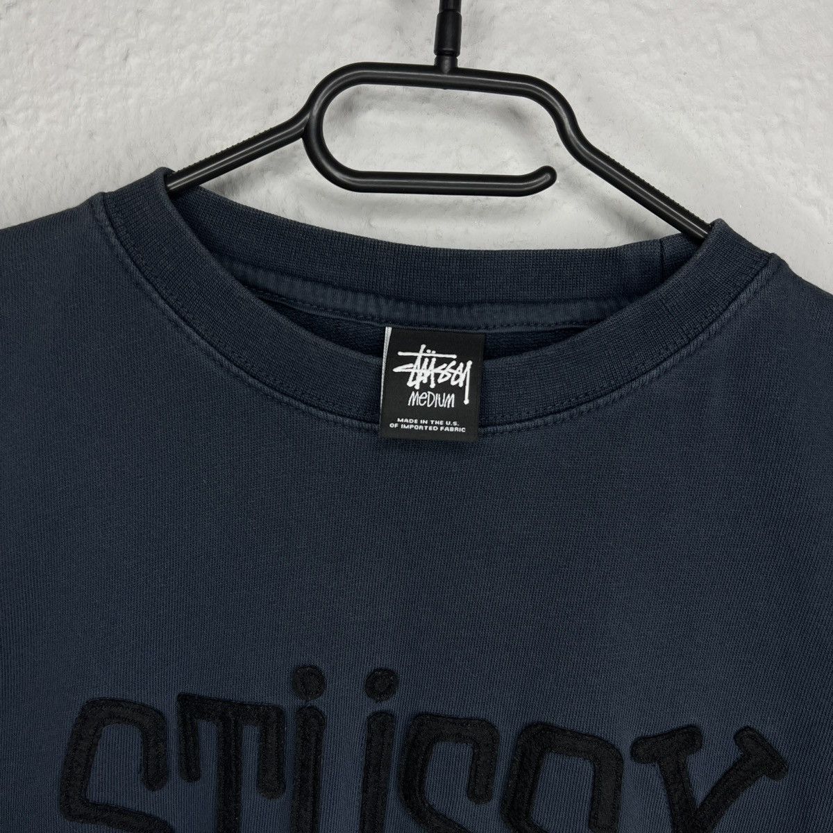 Stussy × Vintage Stussy Crewneck Pullover Sweatshirt Navy Big Logo Spellout Size US M / EU 48-50 / 2 - 5 Thumbnail