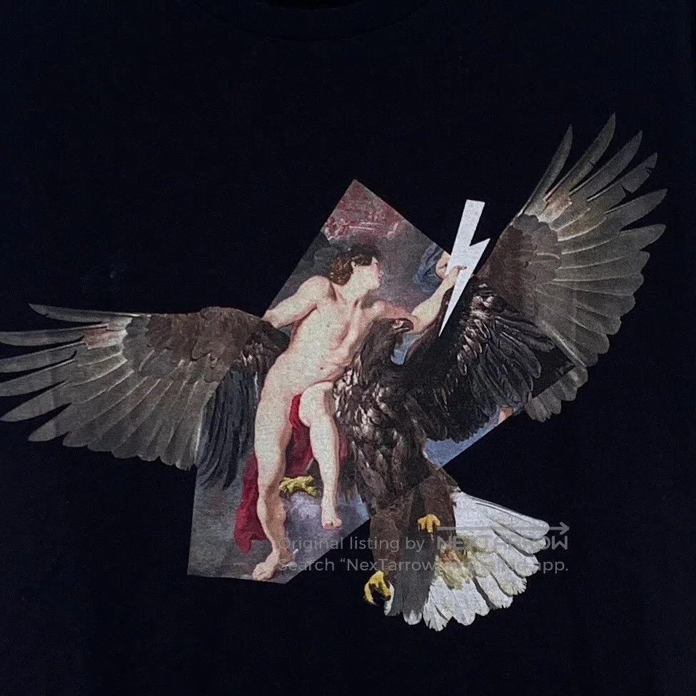Neil Barrett Neil Barrett Black Angel Eagle Printed Cotton Crew Neck Sh Size US M / EU 48-50 / 2 - 4 Thumbnail
