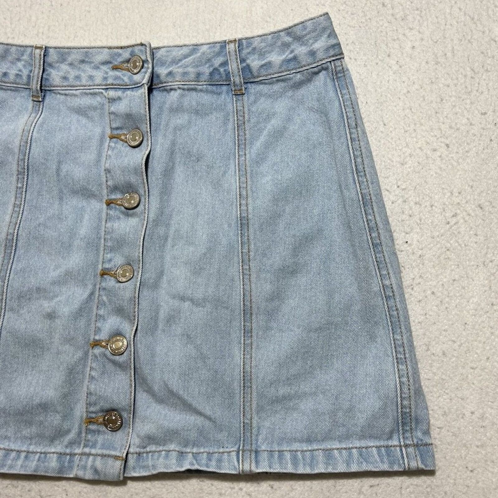 Forever 21 Forever 21 Jean Mini Skirt Metal Button Front Blue Denim Size 29" - 4 Thumbnail