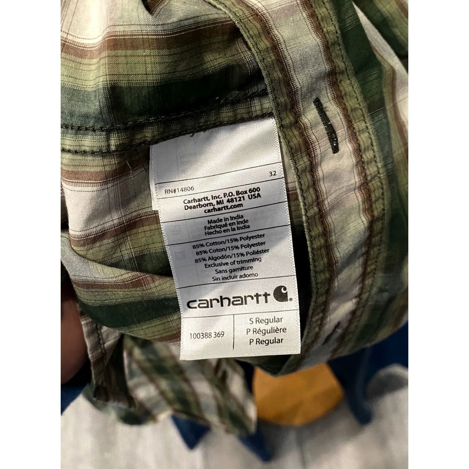 Carhartt Carhartt Button-Up CAMP SHIRT Mens S Green Brown Plaid Short Sleeve Small S Color Sharp Size US S / EU 44-46 / 1 - 3 Thumbnail