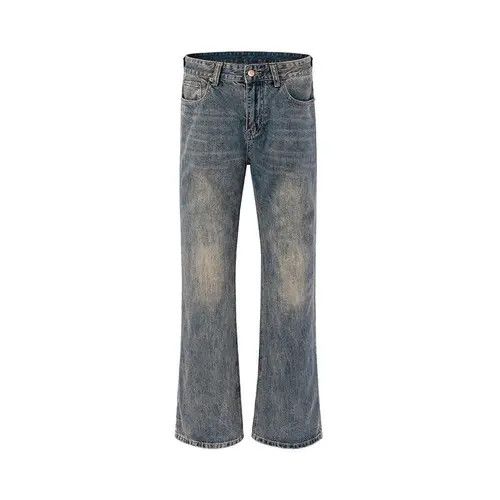 image of Vintage Boot Cut Distressed Micro Rugged Jeans in Washed Gray, Men's (Size 32)