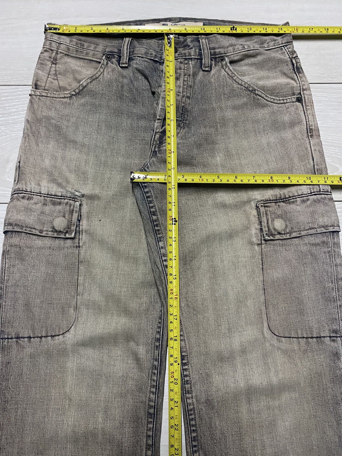 Gap × Yeezy Vintage Gap Cargo Denim Distressed Loose Jeans Size US 31 - 12 Thumbnail