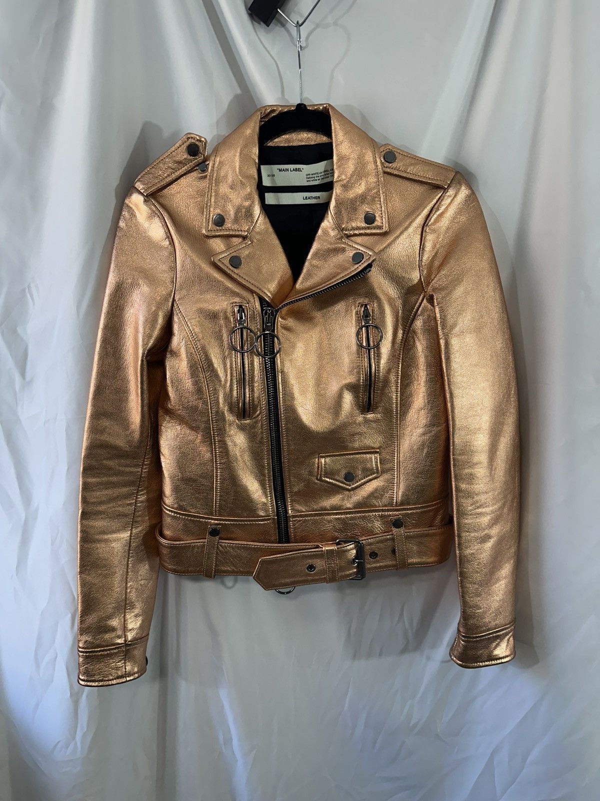 Off-White OFF-WHITE GOLD BIKER JACKET ARROWS Size S / US 4 / IT 40 - 1 Thumbnail
