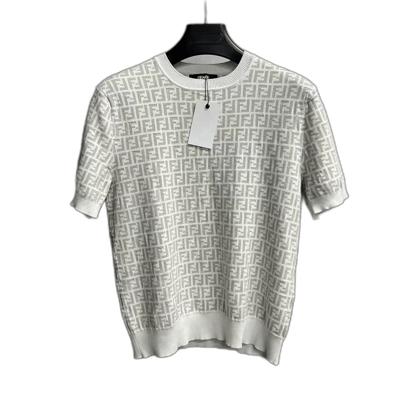 Fendi Fendi White Printed Logo Short Sleeve Sweater Size US L / EU 52-54 / 3 - 1 Thumbnail