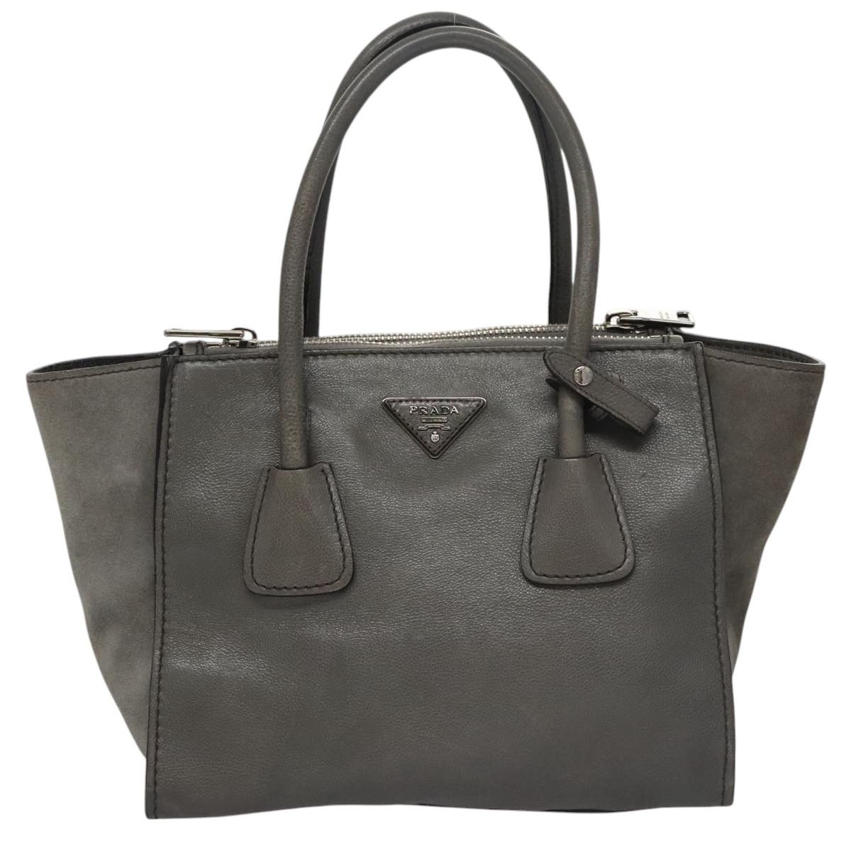 Prada Twin Zip Grey Suede Handbag (Pre-Owned) Size ONE SIZE - 1 Thumbnail