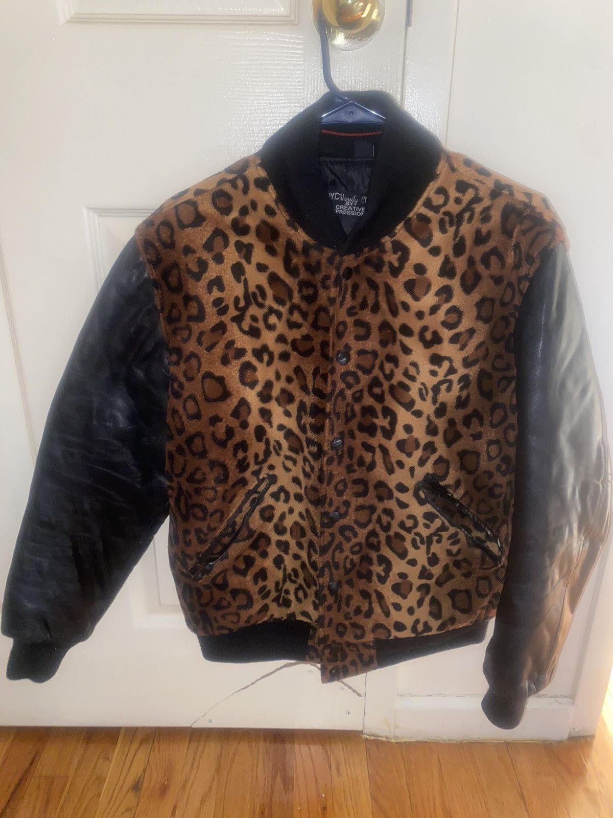 Vintage cheetah print varsity jacket (sz-xs)