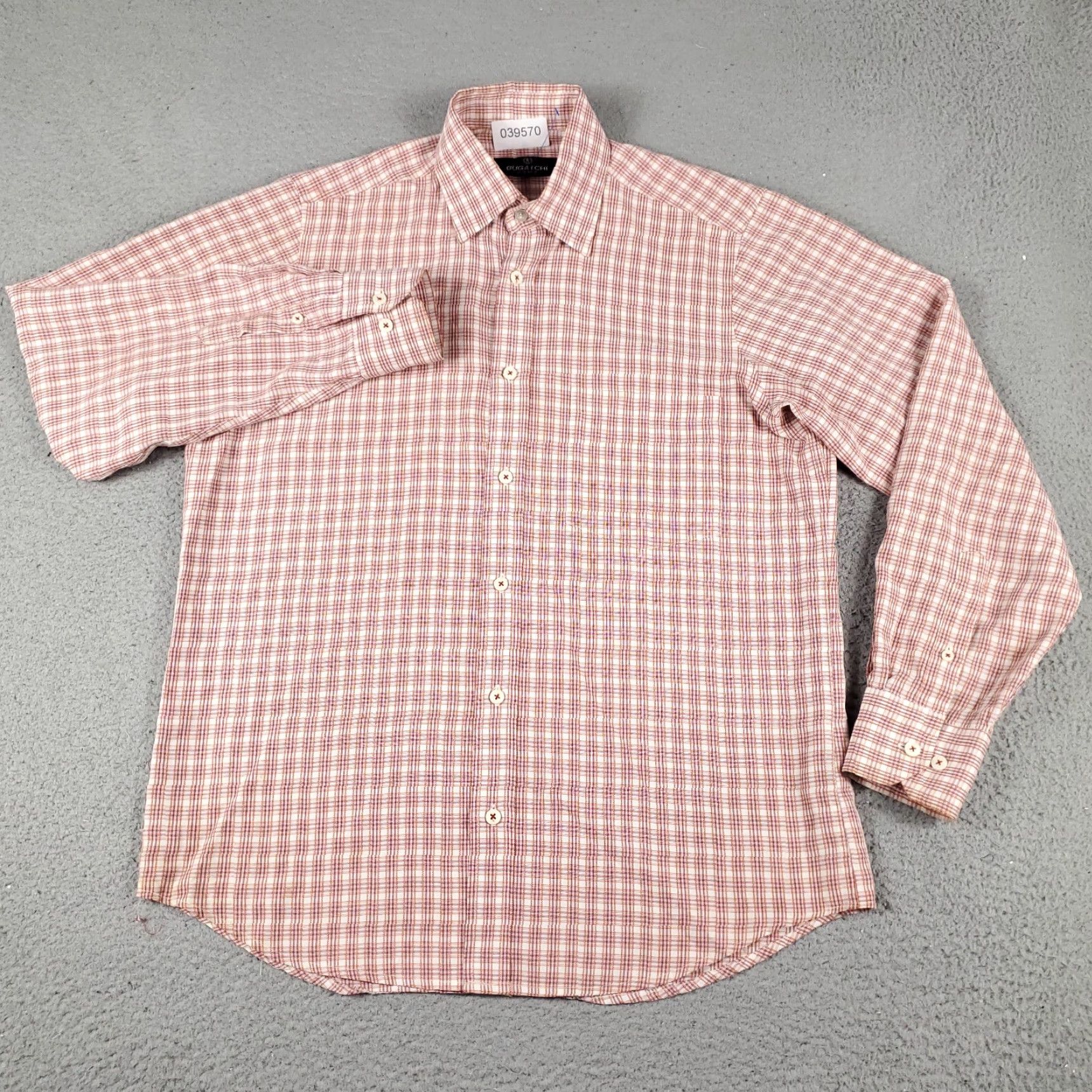 BUGATCHI Bugatchi Uomo Shirt Mens S Red Orange Plaid Casual Button Up Long Sleeve Size US S / EU 44-46 / 1 - 2 Thumbnail