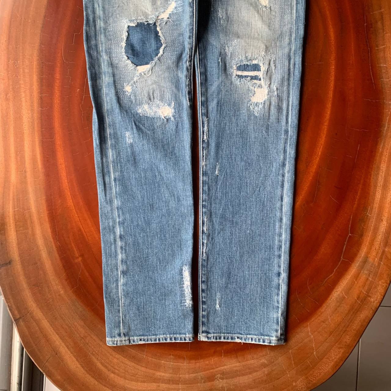 Vanquish Vanquish Distressed Patchwork Punkers Light Blue Denim Pants Size US 34 / EU 50 - 5 Thumbnail
