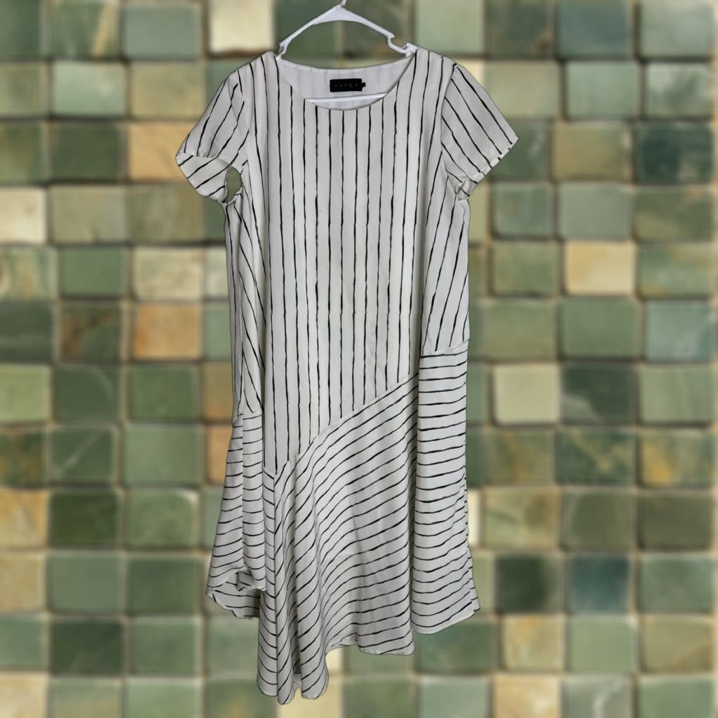 Vintage Hatch Maternity Dress Size 1 Small Midi White Stripe Summer Relaxed Size S / US 4 / IT 40 - 1 Thumbnail