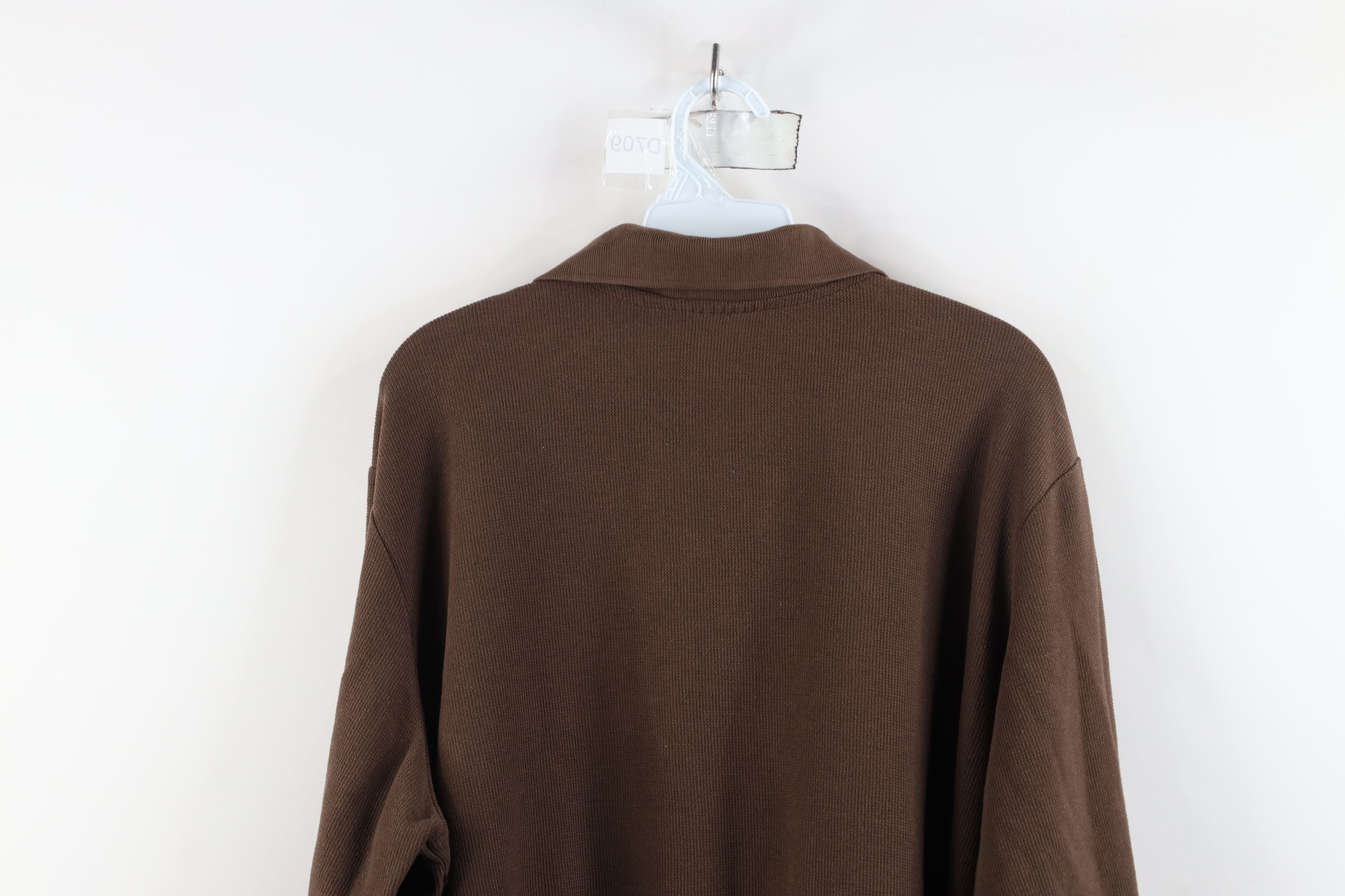 Vintage Vintage 90s Streetwear Blank Thermal Waffle Knit Polo Brown Size 3XL / US 20-22 - 12 Thumbnail