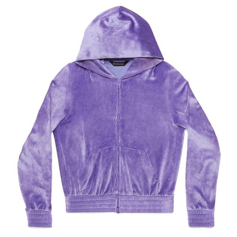 Balenciaga o1mt1gz1224 BB Paris Strass Zip-Up Hoodie Fitted in Purple Size S / US 4 / IT 40 - 1 Thumbnail