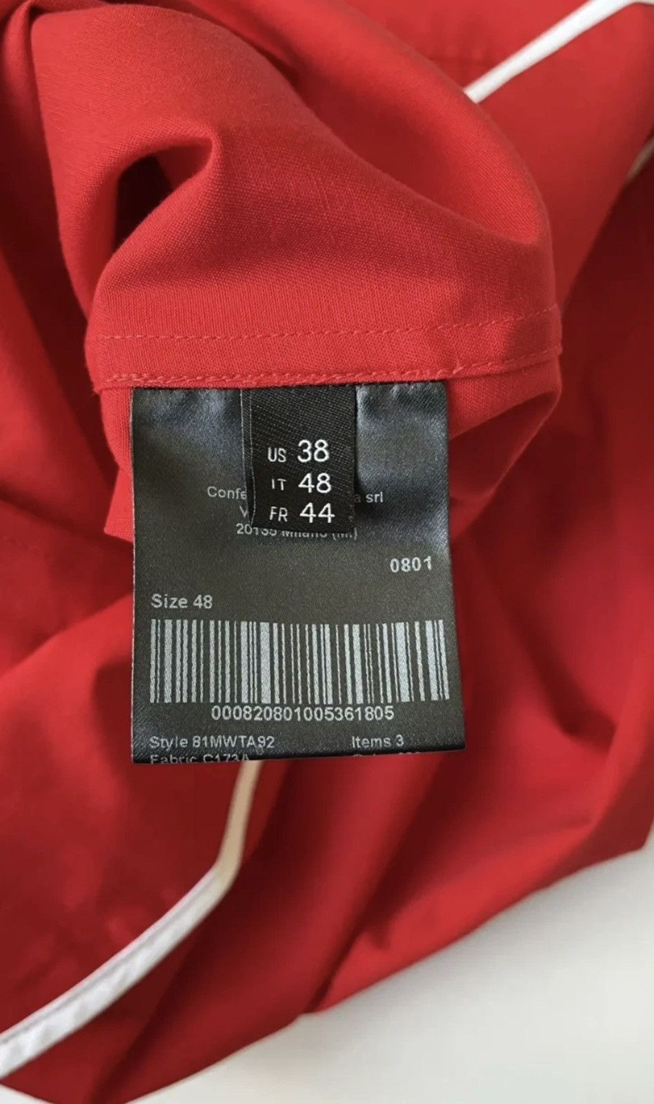 Calvin Klein 205W39NYC A/W 18 Red Cotton ‘Officer’ Shirt Size US M / EU 48-50 / 2 - 9 Thumbnail