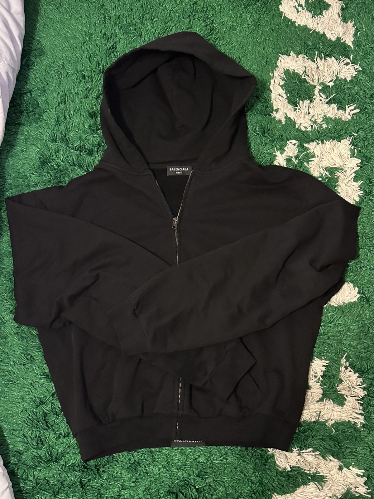 Balenciaga TAB WORN-OUT ZIP-UP HOODIE IN BLACK | Grailed